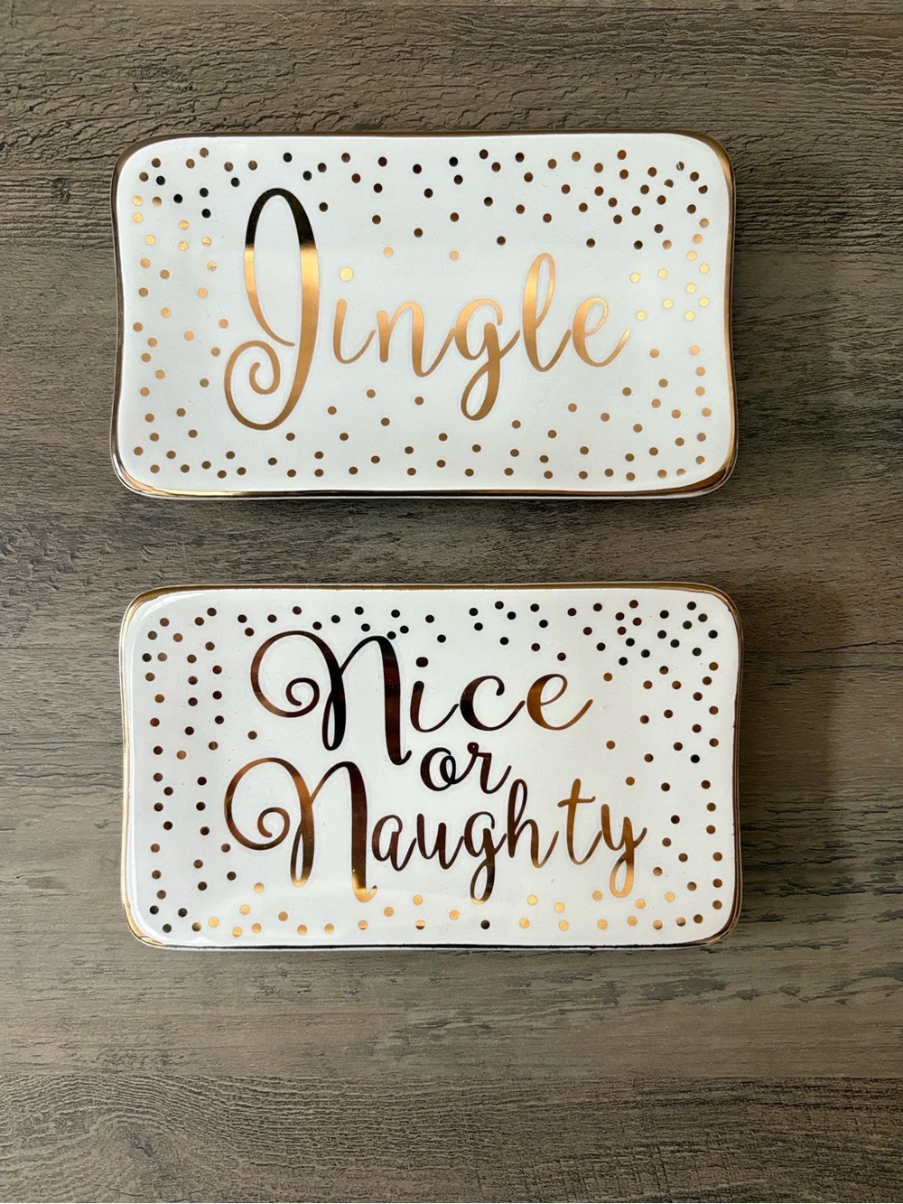 Celebrate It Gold Script Holiday Trinket Dishes - Set of 4